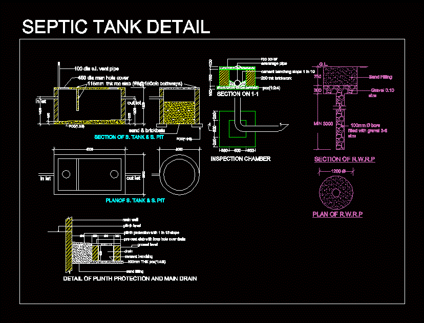 Detalle el tanque septico
